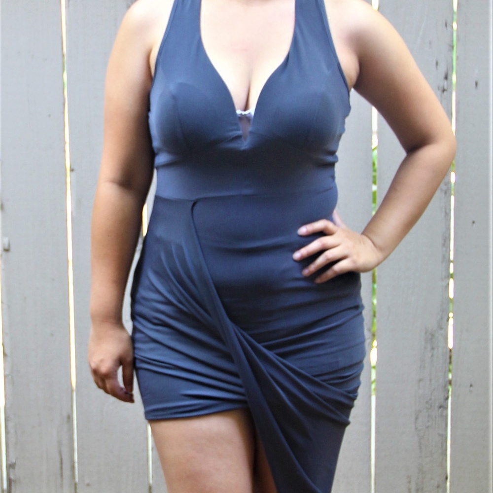 Small Gray Asymmetrical Bodycon Dress